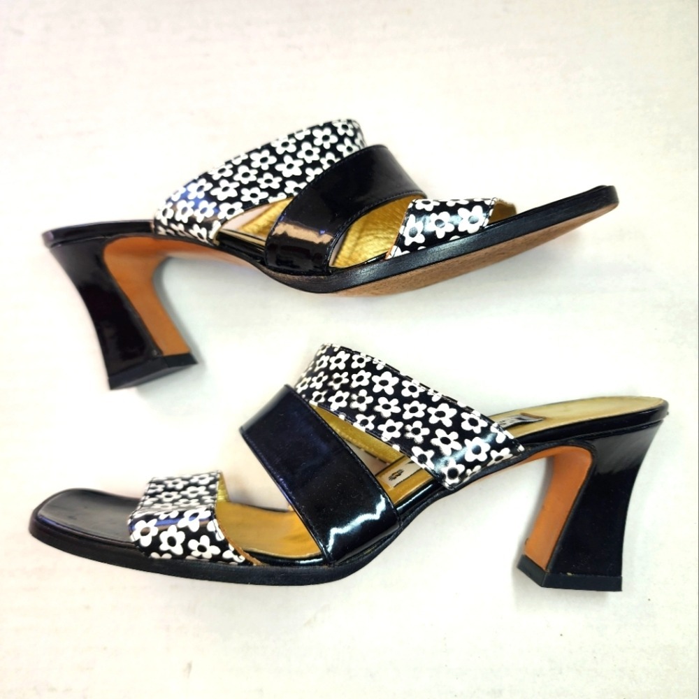 Escada Black and White Patent Leather  Women's Heels Size 7‎